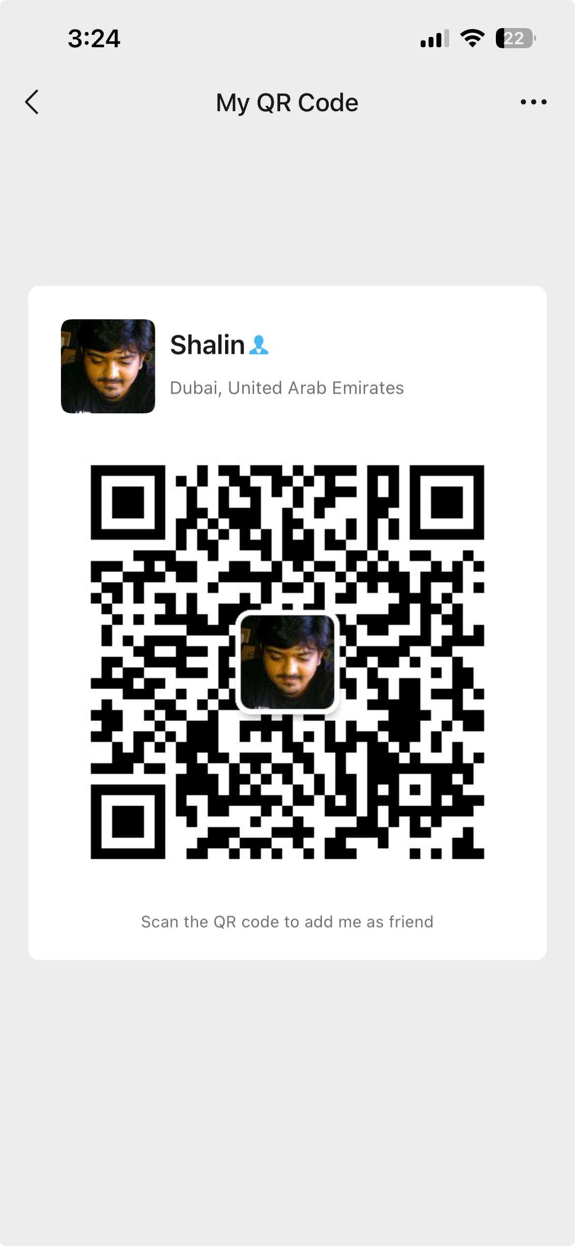 WeChat QR code for Shalin